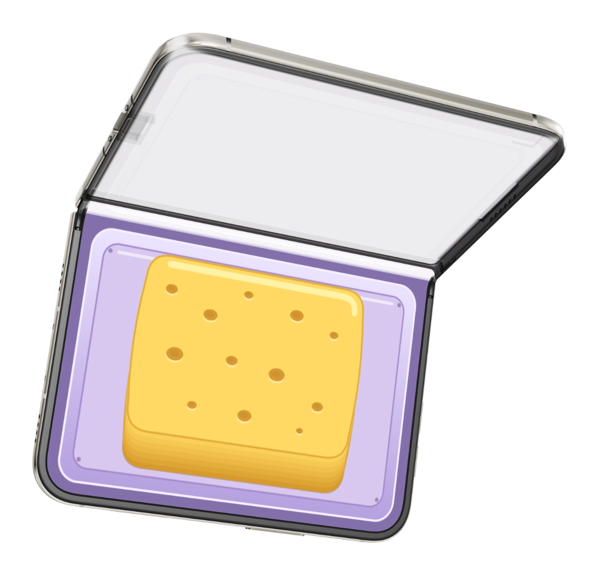 A golden sponge sits between the Pocket Press surfaces.