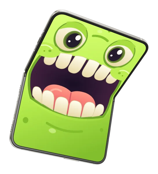 Chops on the simulated folding device, isolated on a transparent background.