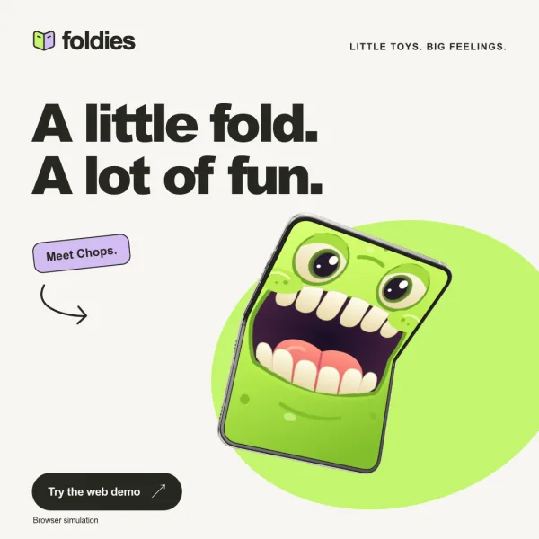 Square Foldies campaign graphic with Chops and the headline A little fold. A lot of fun.